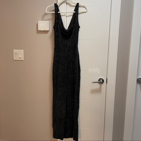 Black sparkly long side split maxi dress - Picture 7 of 10